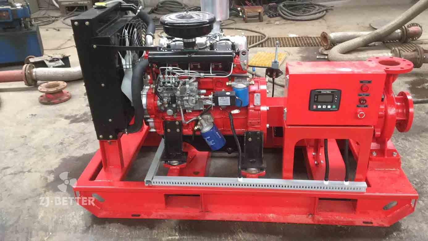 Horizontal diesel engine pump