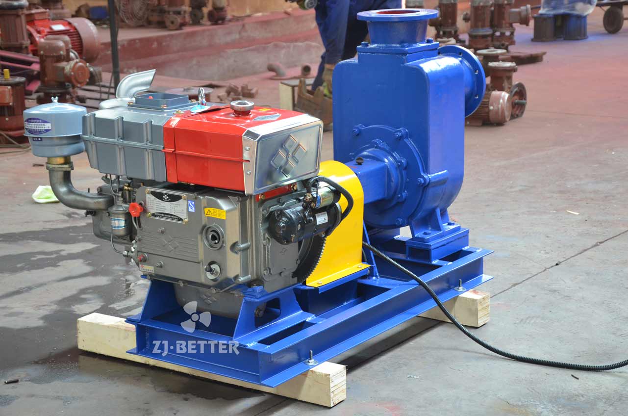 Self-priming diesel pump for irrigation