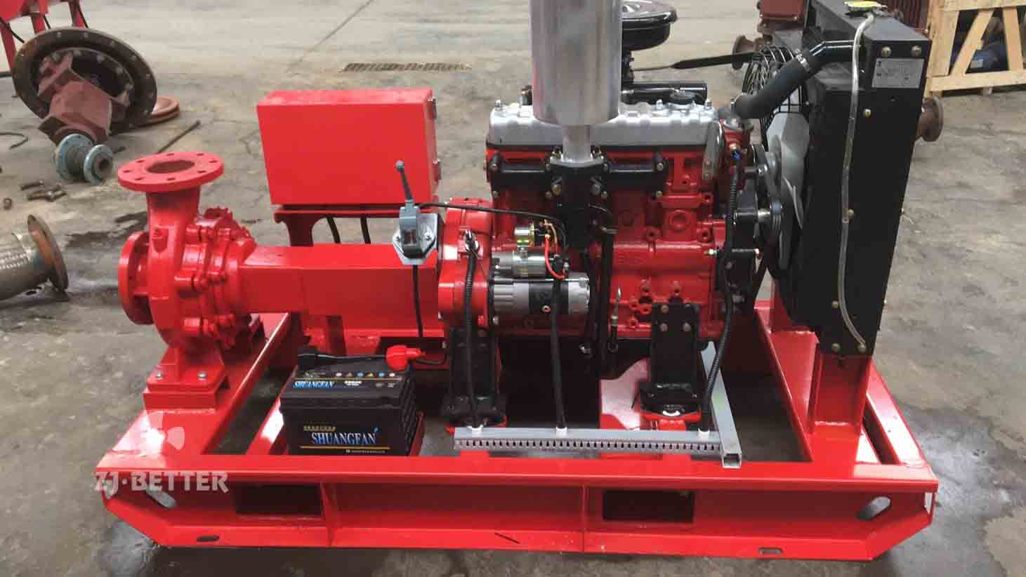 Horizontal diesel engine pump