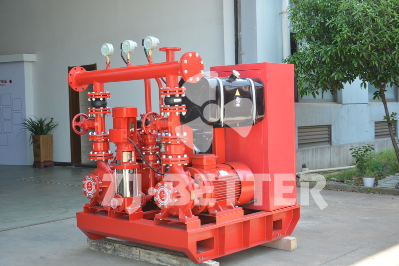 EDJ fire pump package without suction welding mainfold pipe