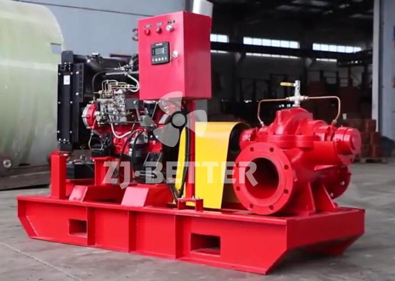 Diesel engine split case fire pump