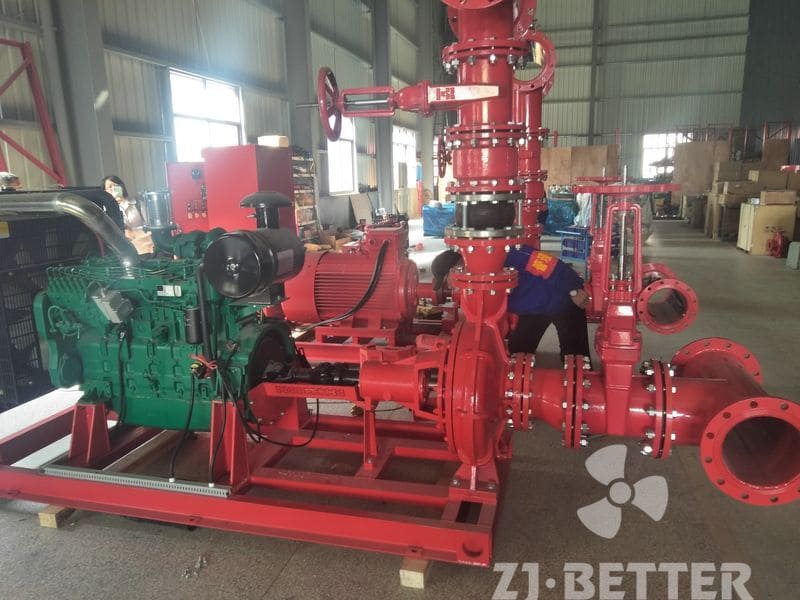 EDJ series fire pump system with electric, diesel and jockey pump