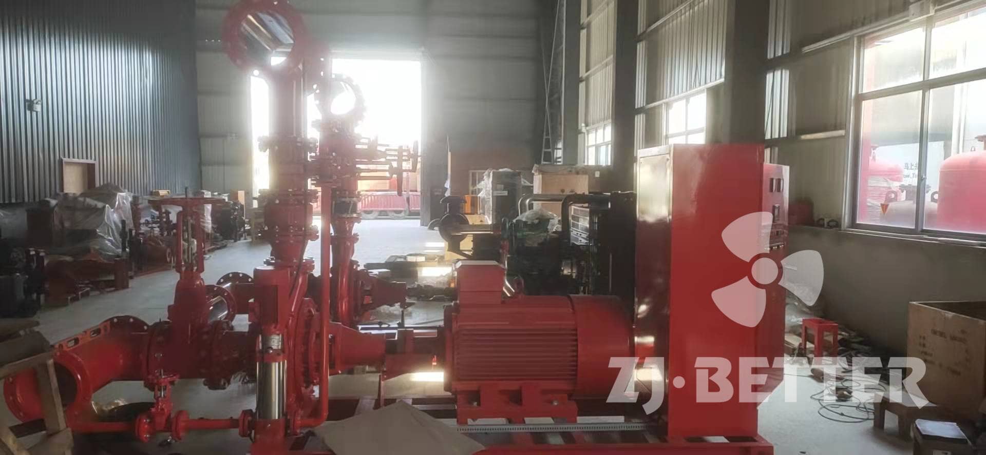 EDJ series fire pump system with electric, diesel and jockey pump