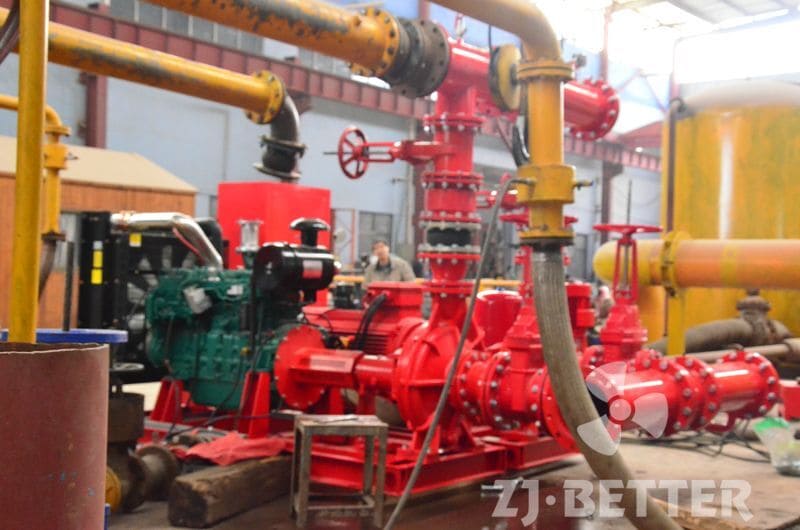 EDJ series fire pump system with electric, diesel and jockey pump