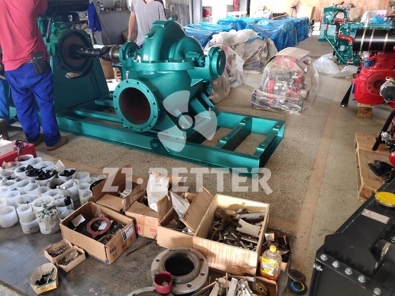 Diesel engine split case pump under manufacture