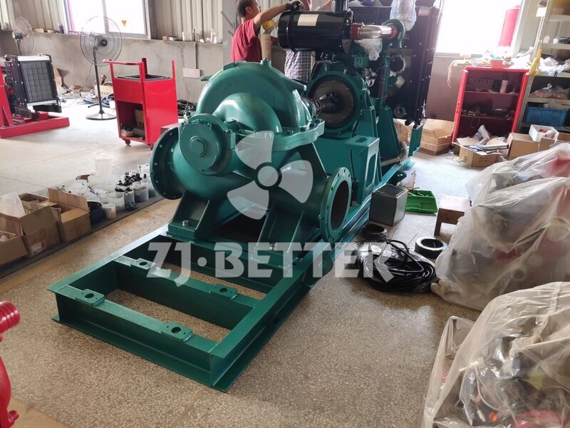 Diesel engine split case pump under manufacture