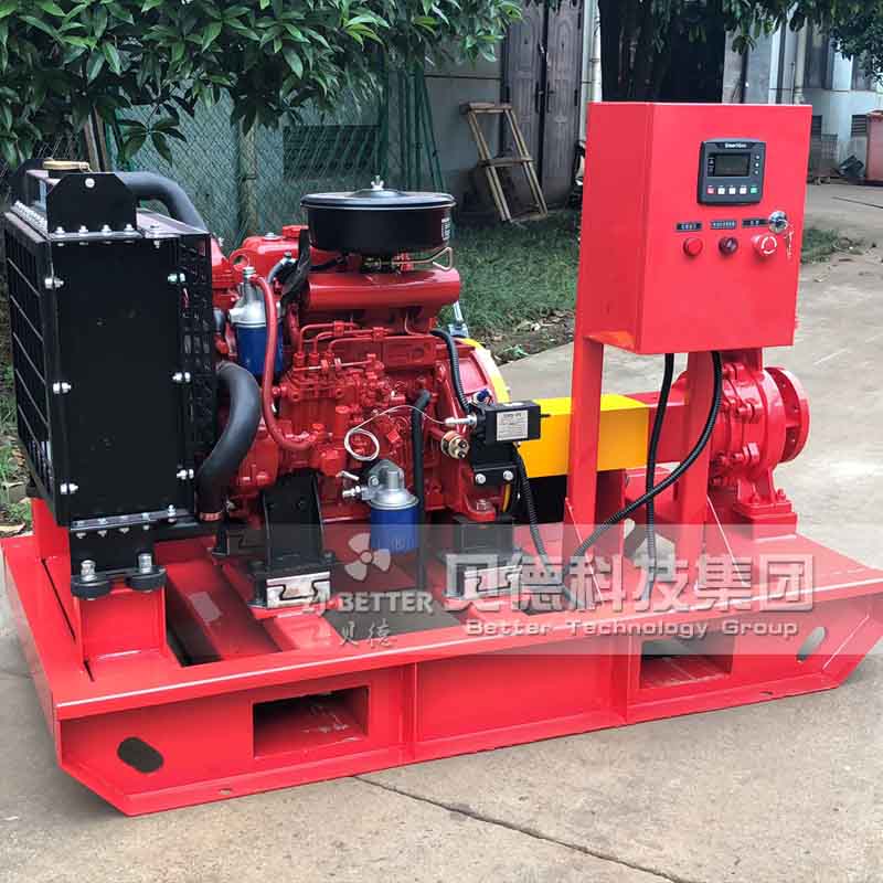 Horizontal end suction diesel engine pump