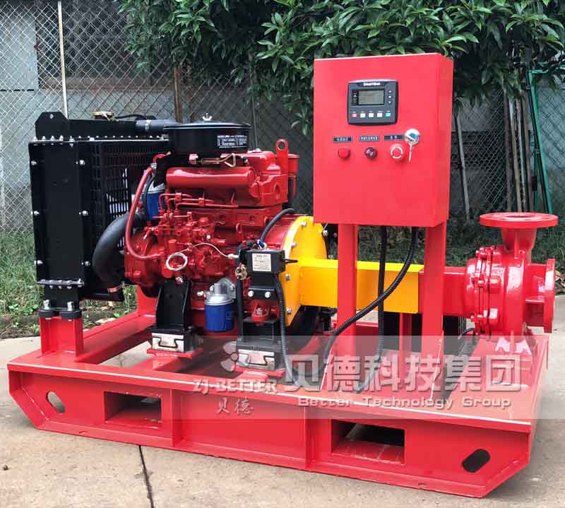 Horizontal end suction diesel engine pump