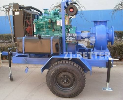 Mobile diesel engine self-priming pump