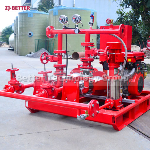 How does the multistage horizontal EDJ fire pump set work?