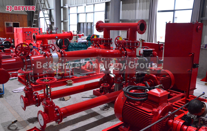 Assembly process of large fire pump set