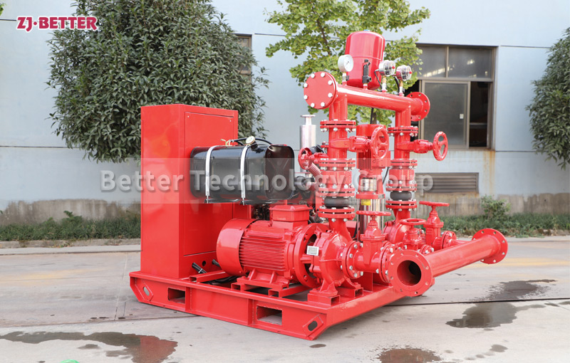 Diesel engine fire pump set can be combined with electric pump and stabilized pump to form an automatic water fire water supply system