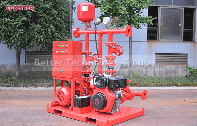 Small fire pump set with backup diesel pump