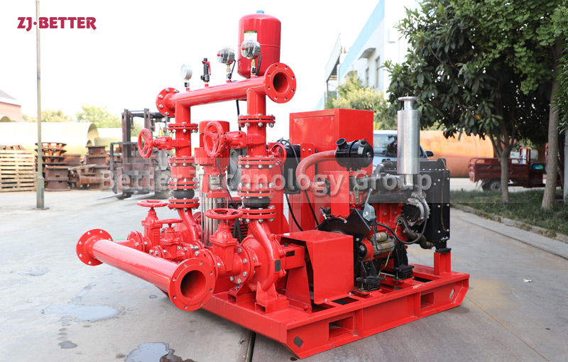 Standard EDJ fire pump set ready for shipment after testing