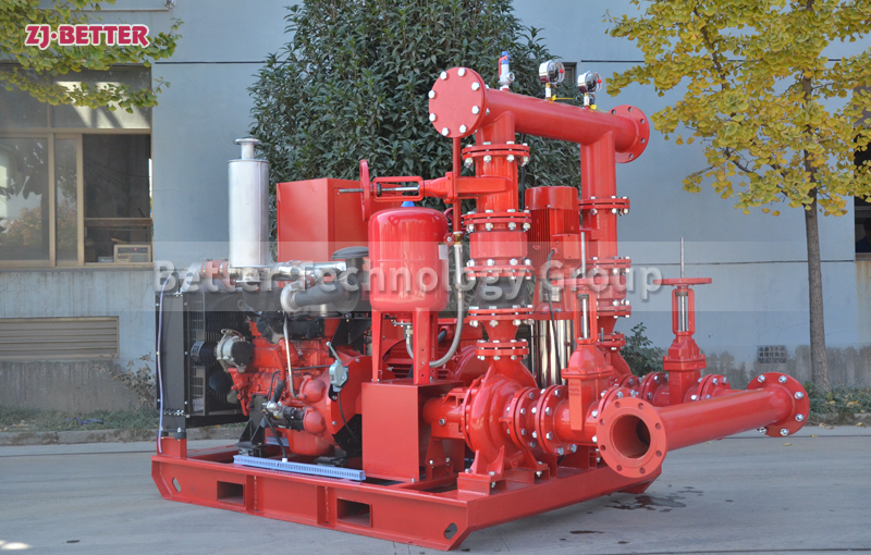 The whole fire pump set consists of electric pump and diesel pump