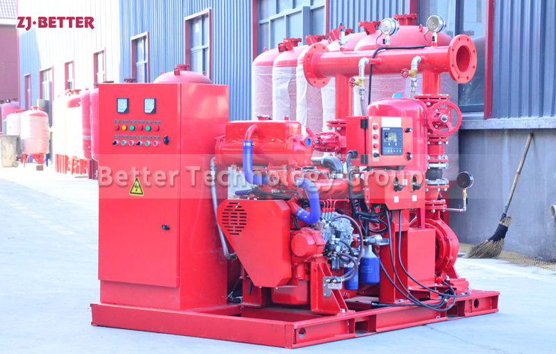 Diesel engine fire pump for large flow fire water supply