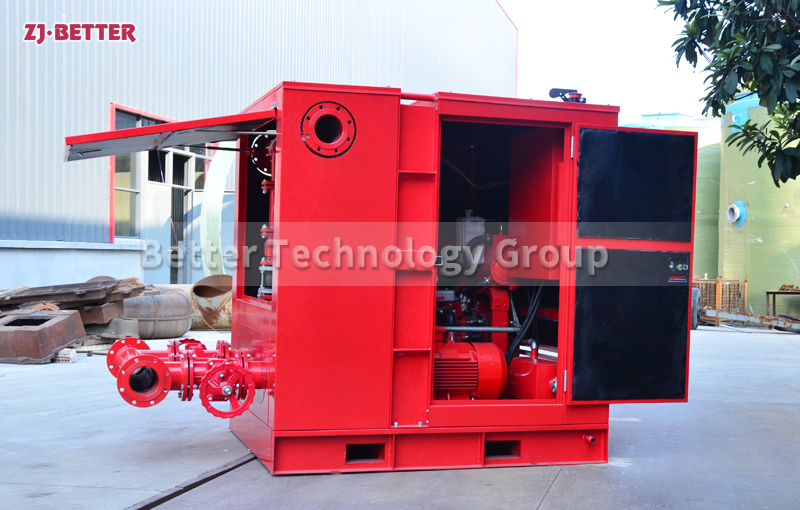 Outdoor box type dual power fire pump saves floor space