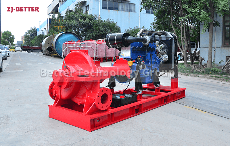 Features of split case fire pump