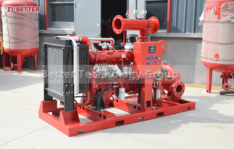 What are the components of a diesel engine fire pump?