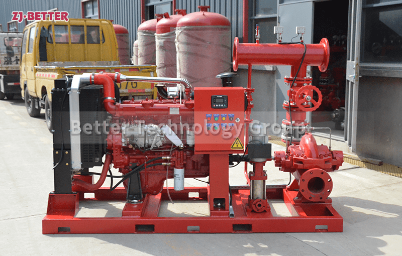 What equipment does the diesel engine fire pump consist of?