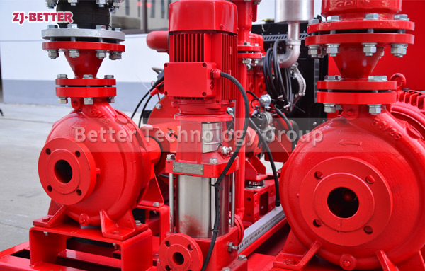 Diesel fire pump and electric pump form an automatic water fire water supply system