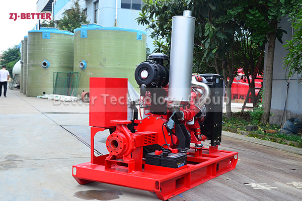 Diesel engine fire pump set with wide flow range