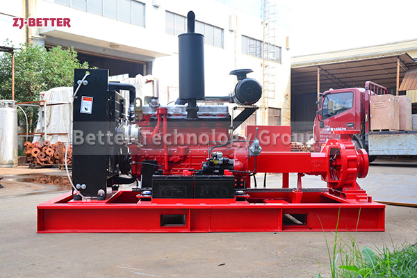 Diesel engine fire pump set with wide flow range