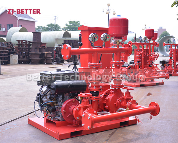 Diesel engine fire pump set with wide flow range