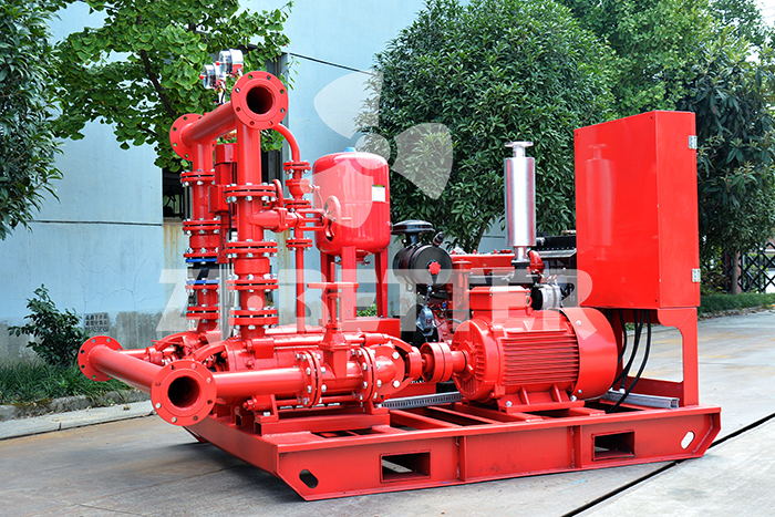 Features of multistage fire pump set