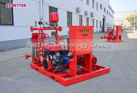 What are the primary components of a firefighting pump system?