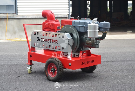 Wheeled Diesel Fire Pump for Long Distance Emergency Water Delivery