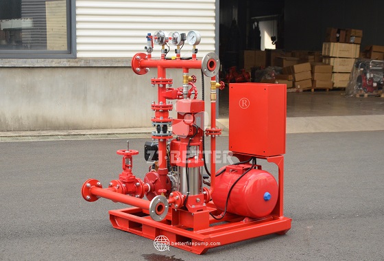 Compact Horizontal Fire Pump Package with Pressure Tank