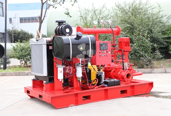 Integrated Diesel Fire Pump Unit with Complete Power, Piping and Control Configuration