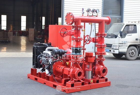 Diesel Fire Pump Set with Integrated Control Panel and Piping for Easier Installation
