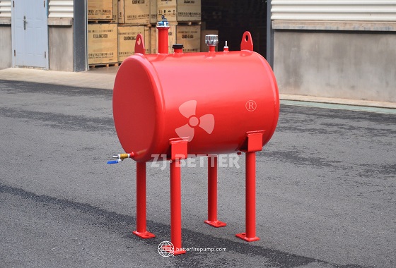 Horizontal Fire Pressure Tank – Leg-Mounted Structure for Fire Pump Room Installation