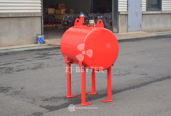 Horizontal Fire Pressure Tank – Leg-Mounted Structure for Fire Pump Room Installation